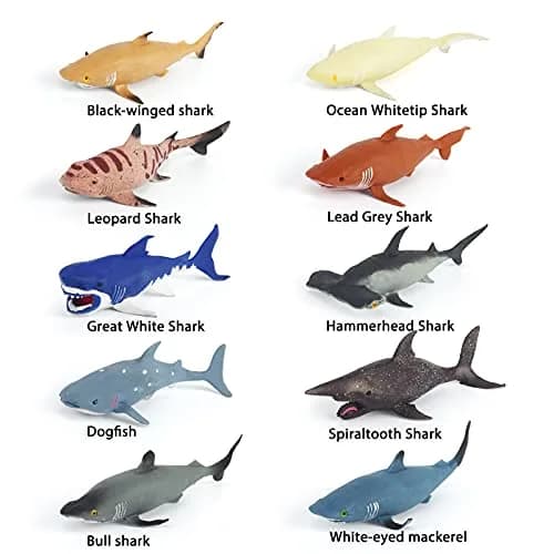 Axbotoy 10 Pack Shark Toys, 8" Soft & Stretchy Realistic Set for Bath & Play thumbnail 3