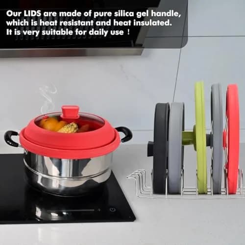 GLOU-GLOU GOOSE GGG Microwave Splatter Cover Glass Lid 10.8 inch | Collapsible Silicone, Tempered Glass, Anti-Scald Handle thumbnail 6