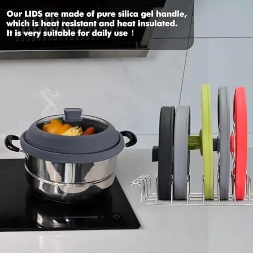 GLOU-GLOU GOOSE GGG Microwave Splatter Cover Glass Lid 10.8 inch | Collapsible Silicone, Tempered Glass, Anti-Scald Handle thumbnail 6