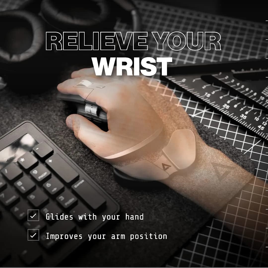 DELTAHUB Carpio 2.0 Left-Handed Ergonomic Wrist Rest for Mouse - Small White | Reduces Strain, Pain Relief - view 3
