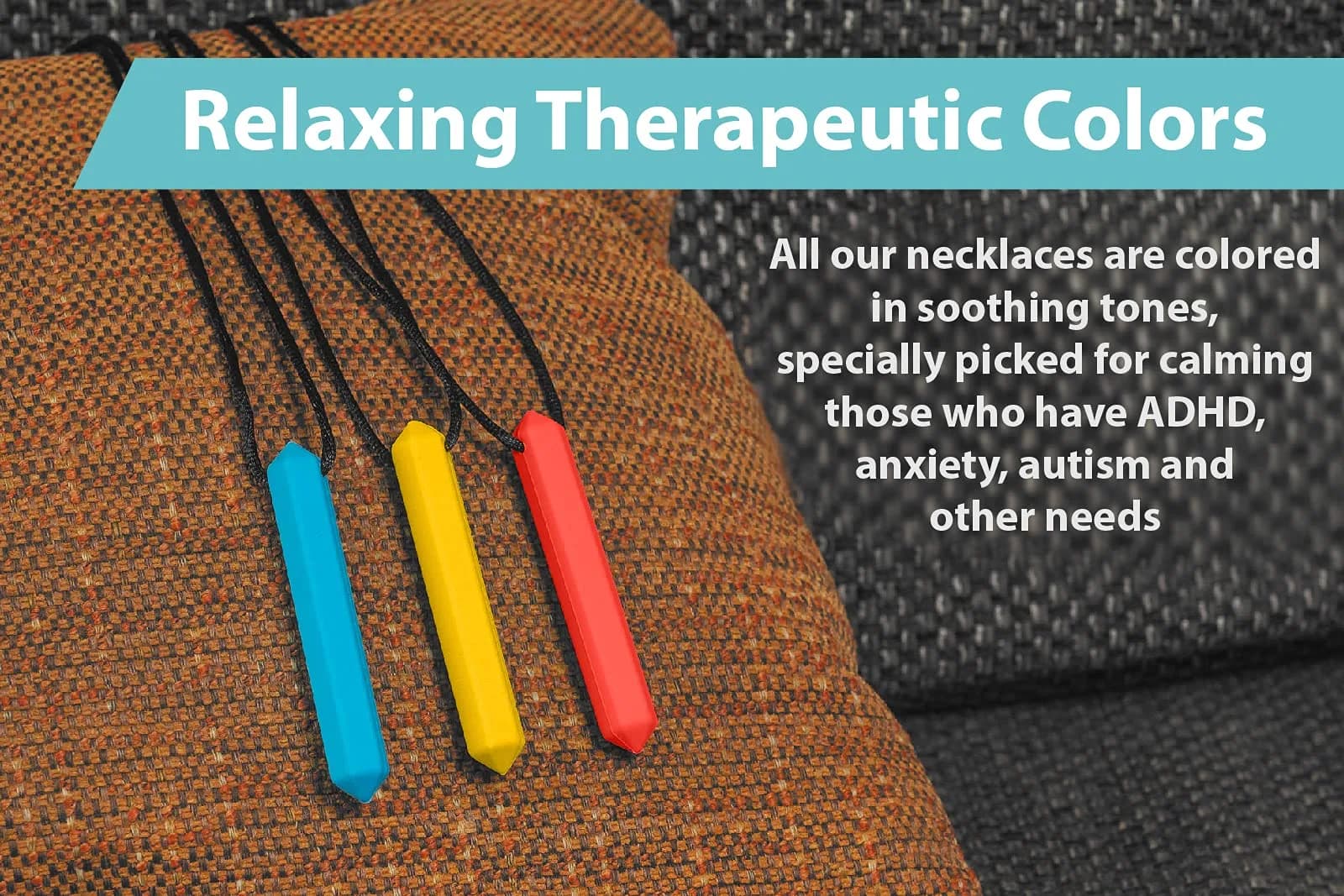 Tilcare Chew Chew Pencil Sensory Necklace 3 Set | Calming Silicone Chewy Toys for Kids & Adults - view 3