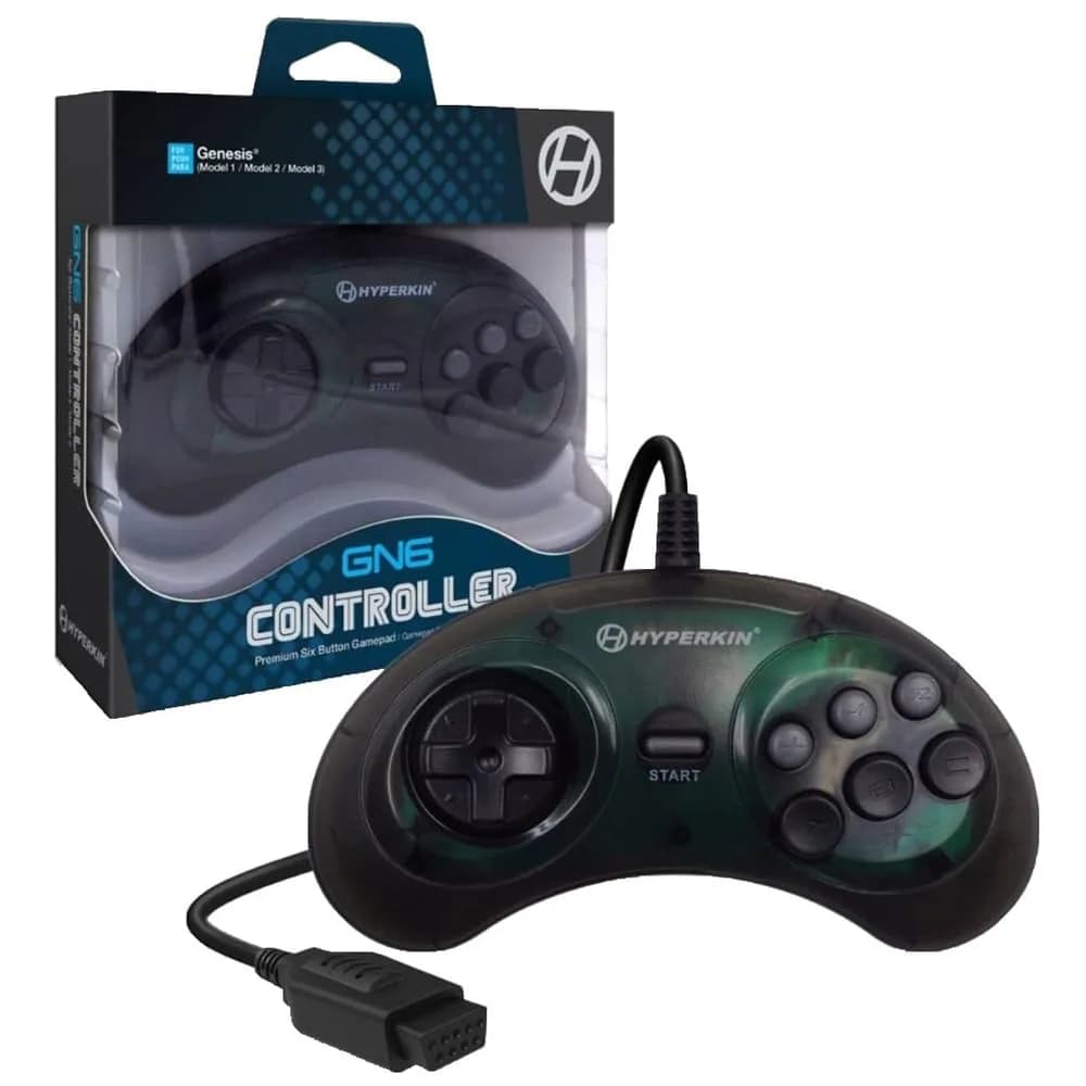 Hyperkin GN6 Premium Controller for Genesis | Eight-Way D-Pad & Six Buttons, Space Black