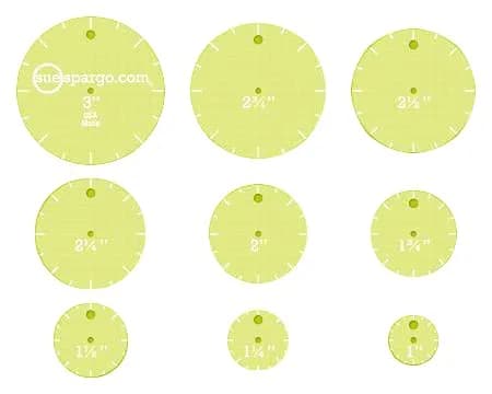 Sue Spargo Circles Easy Creative Stitching Templates Set - 9 Piece Set, 1"-3" Diameters | Classic Quilting & Sewing Tools