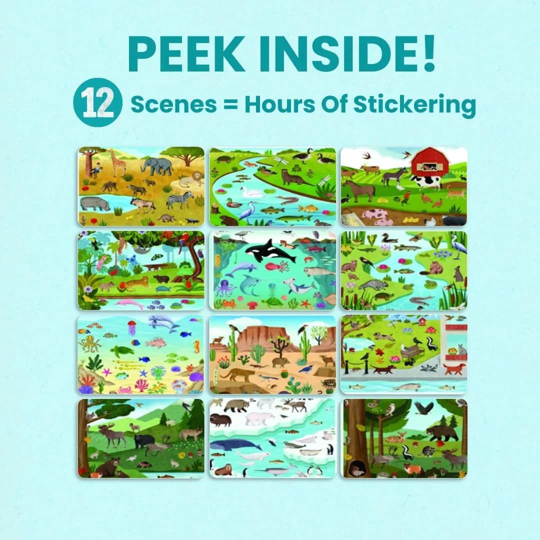 CUPKIN Animals Habitat 500+ Sticker Book | 23.5cm x 31cm (9.25" x 12") - view 6