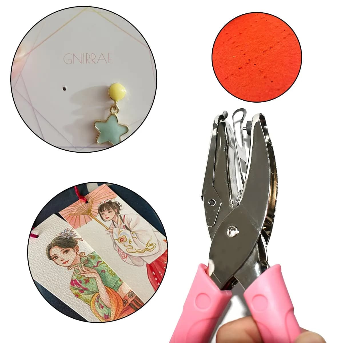 yuntop Pink Single Hole Paper Punch 1.5mm (1/16 inch) | Effortless Crafting Tool - view 3