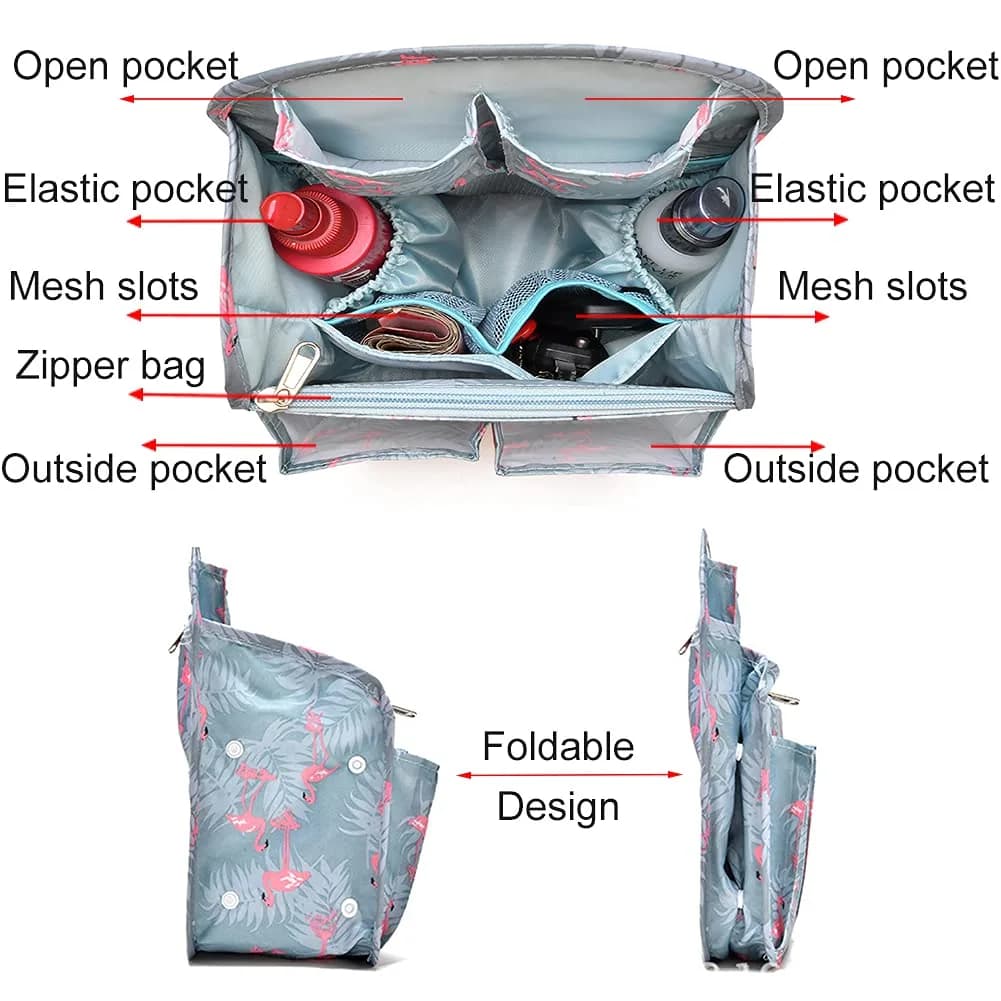 HOYOFO Mini Backpack Organizer Insert Light Blue | Lightweight Nylon Bag Divider for Small Backpacks & Purses - view 4