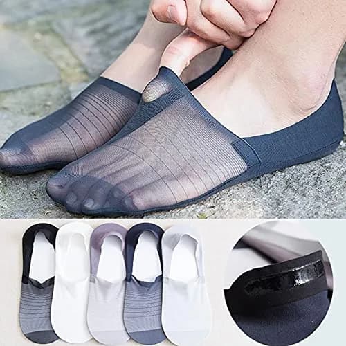 coloredlife Invisible Ice Silk No Show Socks | 5 Pairs, Unisex Shoe Liners thumbnail 2