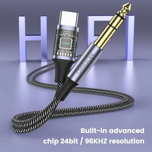 MOSWAG USB C to 6.35mm Audio Cable 2m (6.6ft) | Hi-Fi Stereo Sound for Amps & Speakers thumbnail 4