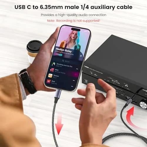 MOSWAG USB C to 6.35mm Audio Cable 2m (6.6ft) | Hi-Fi Stereo Sound for Amps & Speakers thumbnail 6