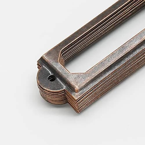 Qjaiune Metal Label Holders 60x17mm Red Bronze (2.36"x0.67") with Screws | Antique Copper Finish, Rust-Resistant, 50-Pack thumbnail 5