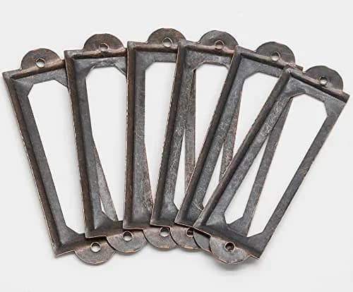 Qjaiune Metal Label Holders 60x17mm Red Bronze (2.36"x0.67") with Screws | Antique Copper Finish, Rust-Resistant, 50-Pack thumbnail 6