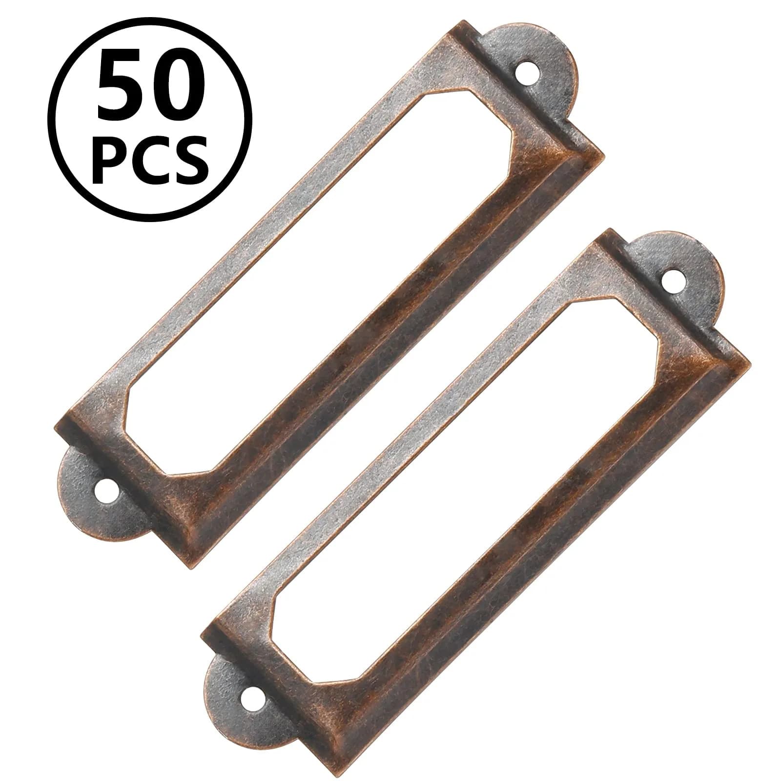 Qjaiune Red Bronze Metal Label Holders 60x17mm with Screws | Rust-Resistant Iron for Cabinets & Drawers - view 2