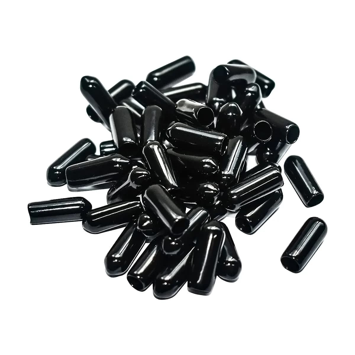 yuntop Black Flexible Rubber End Caps for 5mm-5.5mm Pipes, 50 Count | Protects Threads, Tubes & Rods — 13/64 Inch 5 mm