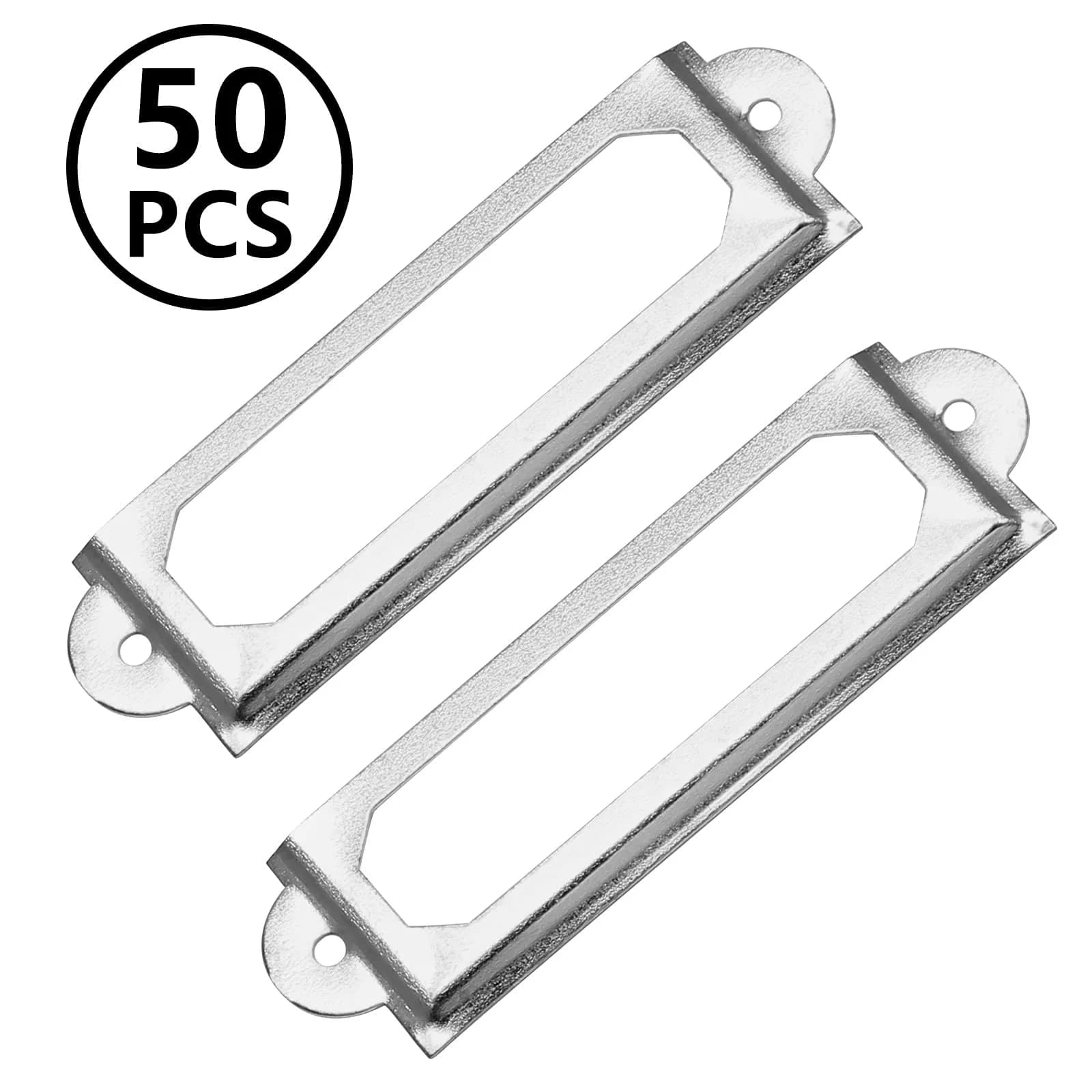 Qjaiune Silver Metal Label Holders 60x17mm with Screws | Rust-Resistant Iron for Cabinets & Drawers - view 2