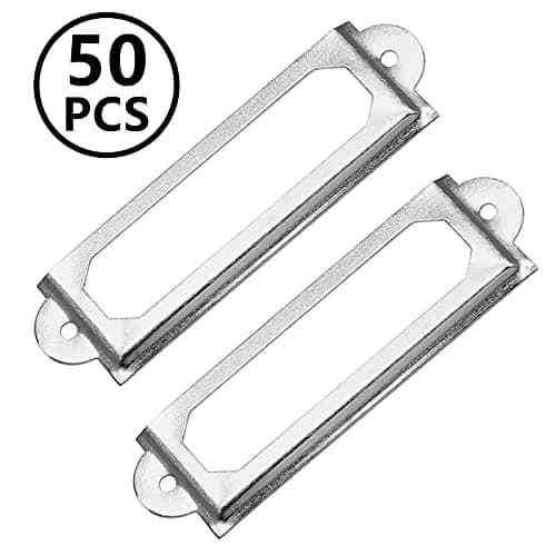 Qjaiune Silver Metal Label Holders 50 PCS | Rust-Resistant Iron with Screws thumbnail 2