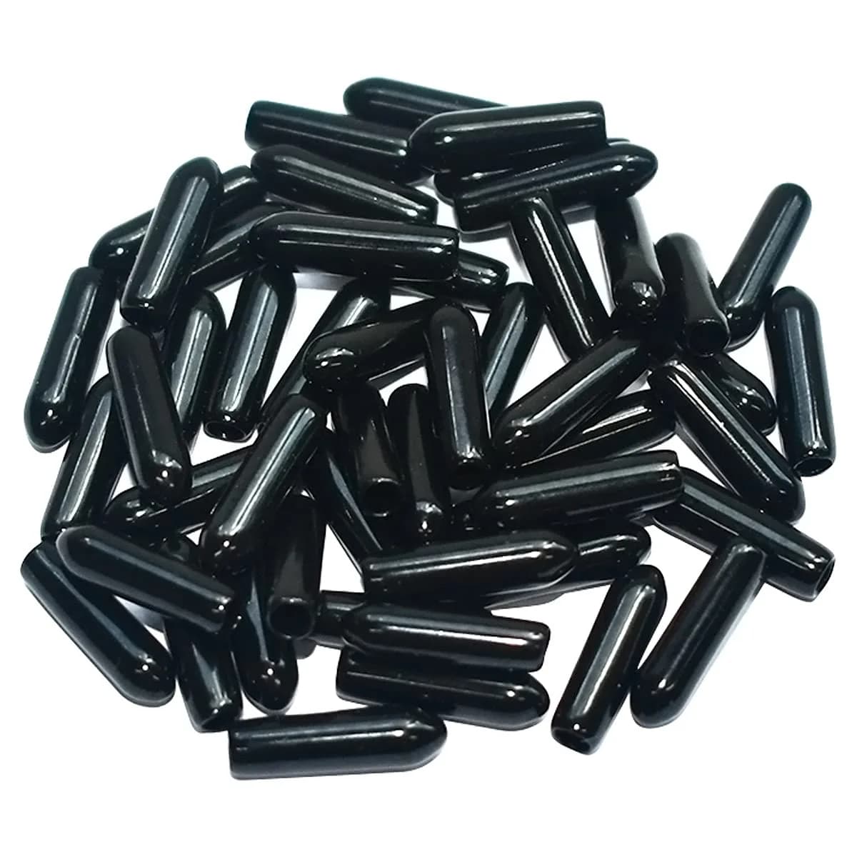 yuntop Black Flexible Rubber End Caps for 5mm-5.5mm Pipes, 50 Count | Protects Threads, Tubes & Rods — 1/8 Inch 3 mm