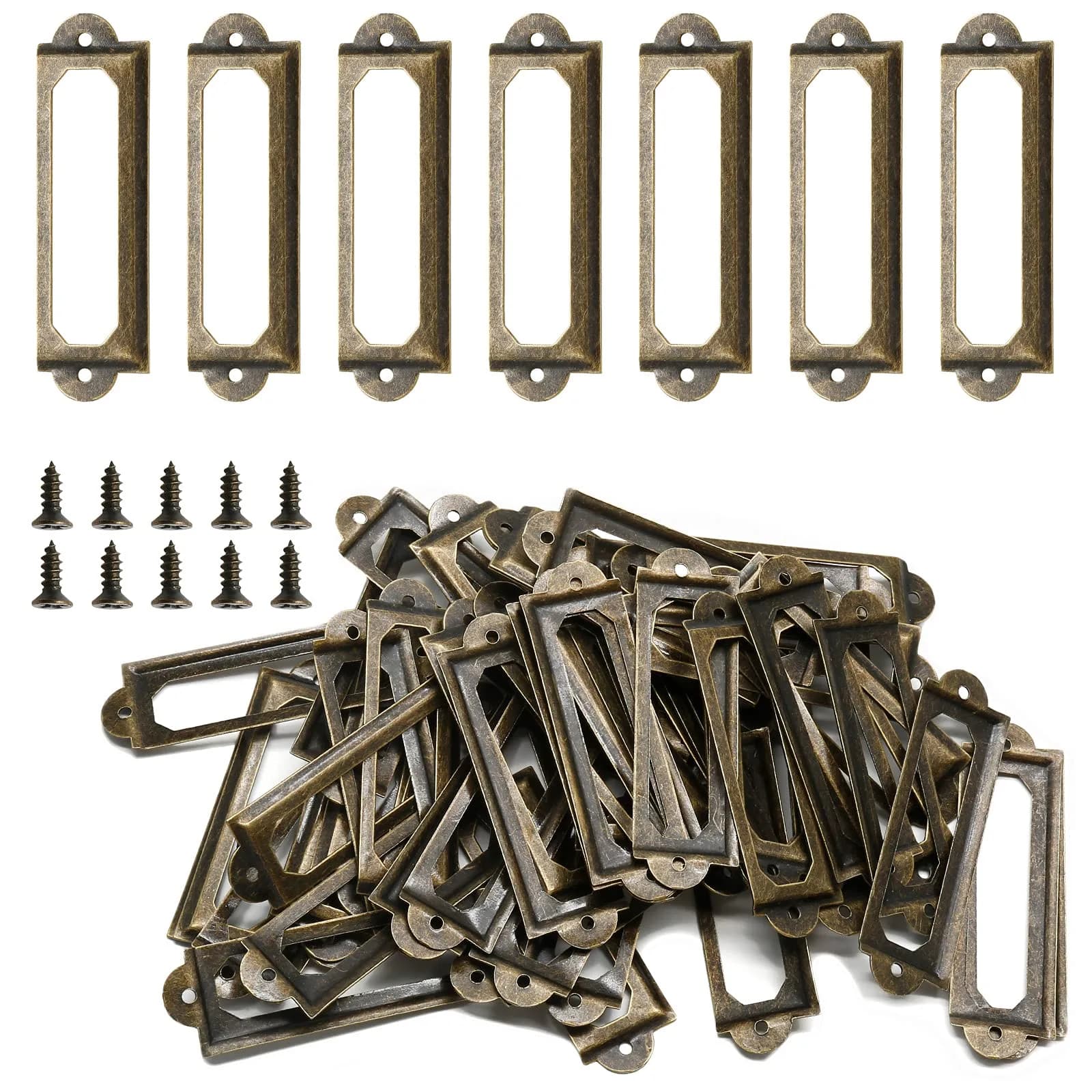Qjaiune Antique Bronze Metal Label Holders 60x17mm (2.36"x0.67") with Screws - main product image