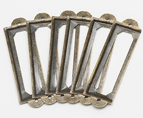 Qjaiune Metal Label Holders 60x17mm Antique Bronze with Screws | Pack of 50 for Cabinets & Drawers thumbnail 6