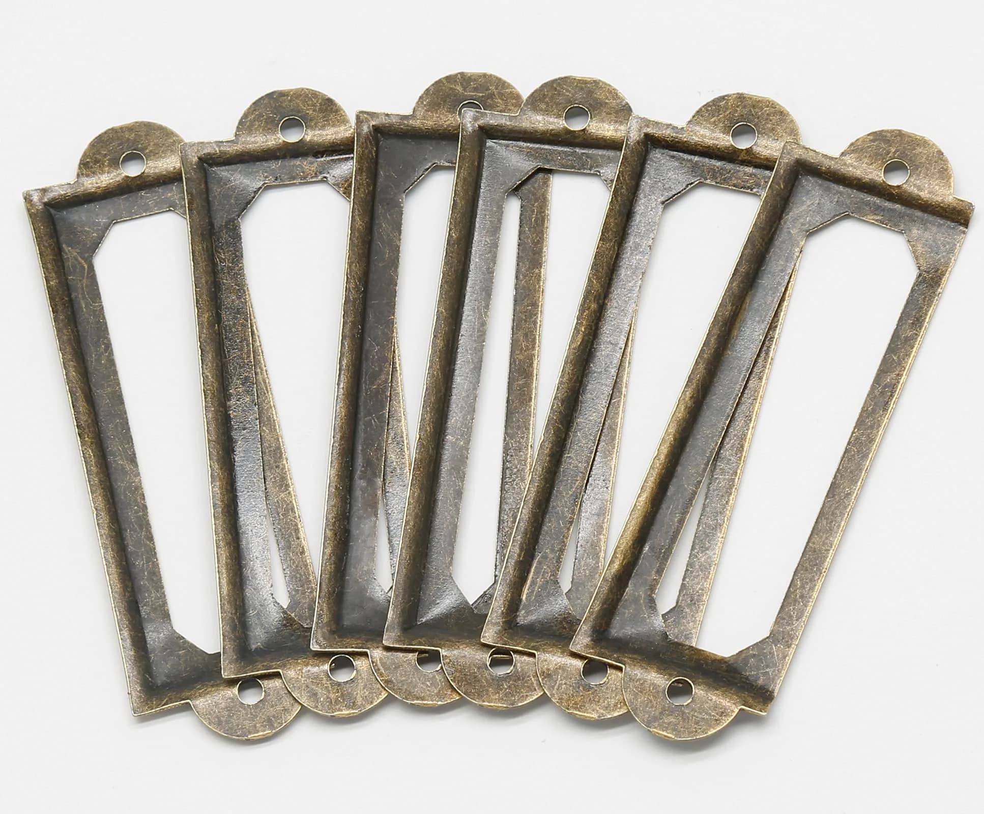 Qjaiune Metal Label Holders 60x17mm Antique Bronze with Screws | Pack of 50 for Cabinets & Drawers - view 6