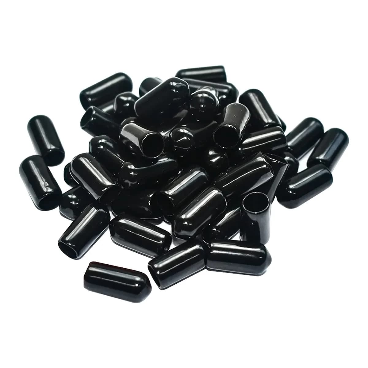 yuntop Black Vinyl Flexible End Caps for Pipes, Tubing & Rods (50-Pack, 6.5mm-7mm) — 1/4 Inch 6.5 mm