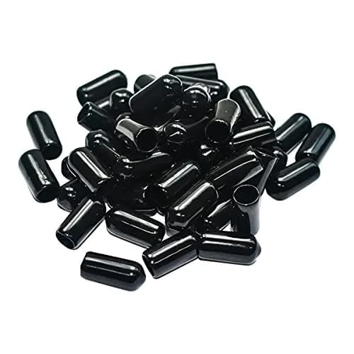 yuntop Black Vinyl Flexible End Caps for Pipes, Tubing & Rods (50-Pack, 6.5mm-7mm) thumbnail 1