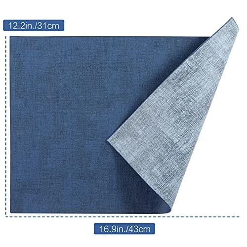 SUEH DESIGN Leather Placemats Set of 6, Navy Blue & Light Blue | Reversible Heat & Water-Resistant Dining Table Mats (43x31 cm) thumbnail 7