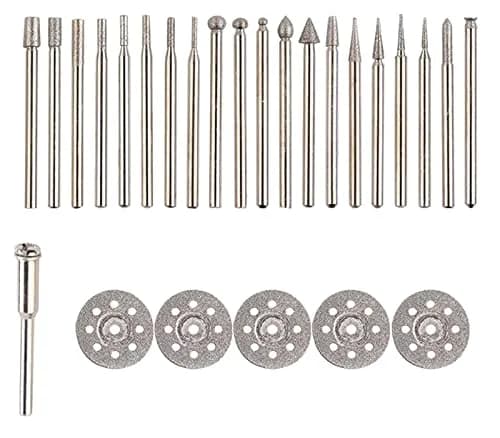 Luo ke Diamond Burr Set 20 Pcs & Grinding Wheel 5 Pcs | Various Shapes for Dremel Rotary Tools thumbnail 1