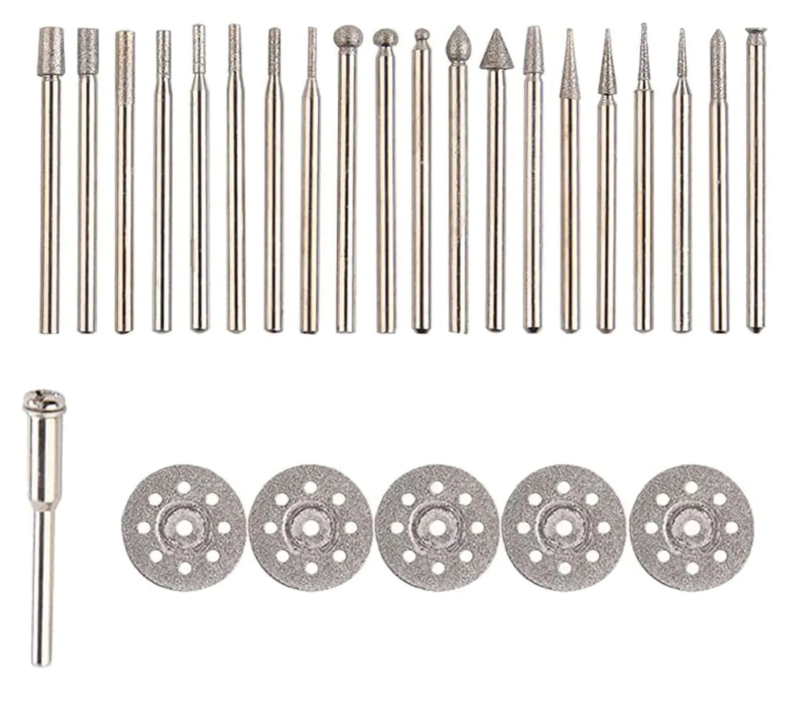 Luo ke Diamond Burr Set 20 Pcs & Grinding Wheel 5 Pcs | Various Shapes for Dremel Rotary Tools - main product image