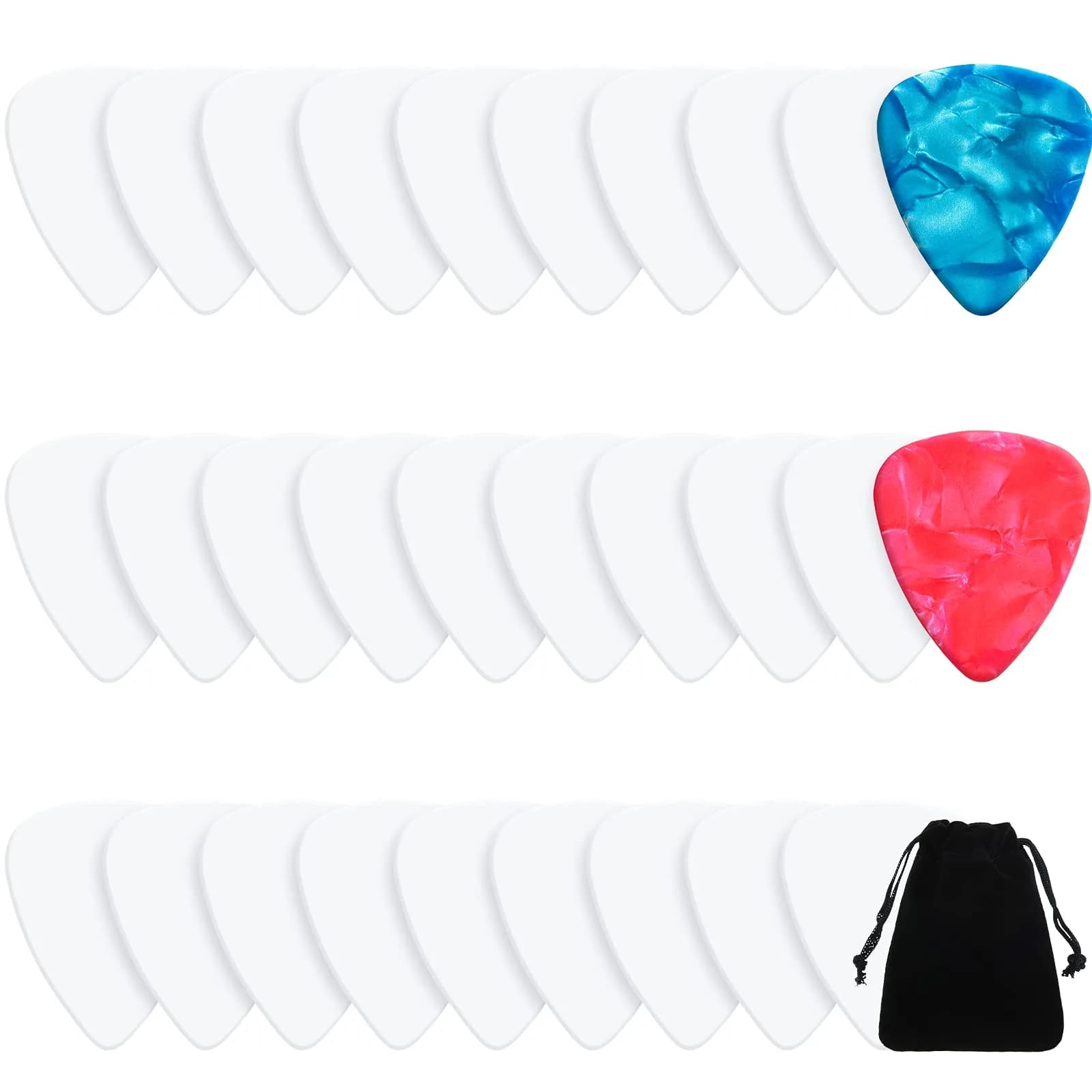 Maasechs Sublimation Blank Guitar Pick Set, 0.46mm, 0.71mm, 0.96mm | Customizable Aluminum Picks for Guitar & Bass — #91219