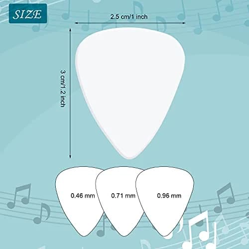 Maasechs Sublimation Blank Guitar Pick Set, 0.46mm, 0.71mm, 0.96mm | Customizable Aluminum Picks for Guitar & Bass thumbnail 7