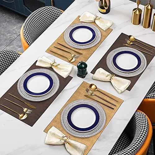 SUEH DESIGN Leather Placemats Set of 6 | Elegant Heat & Water Resistant Table Mats thumbnail 6