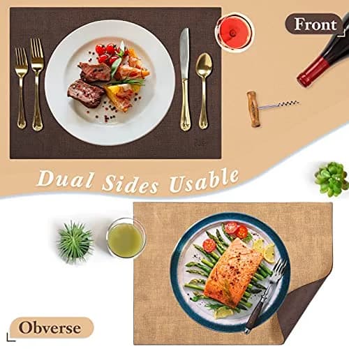 SUEH DESIGN Leather Placemats Set of 6 | Elegant Heat & Water Resistant Table Mats thumbnail 2