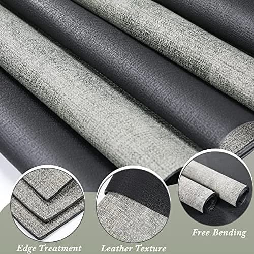 SUEH DESIGN Leather Placemats Set of 6, Black & Gray | Reversible Non-Slip Table Mats for Dining Kitchen thumbnail 5