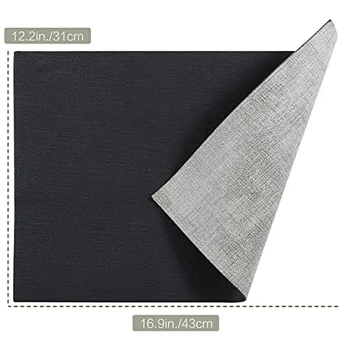 SUEH DESIGN Leather Placemats Set of 6, Black & Gray | Reversible Non-Slip Table Mats for Dining Kitchen thumbnail 8
