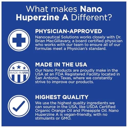 Nanoceutical Solutions Huperzine A Liquid Drops | Memory & Focus Support | 200 mcg per Serving, 30 Servings | Made in USA thumbnail 3