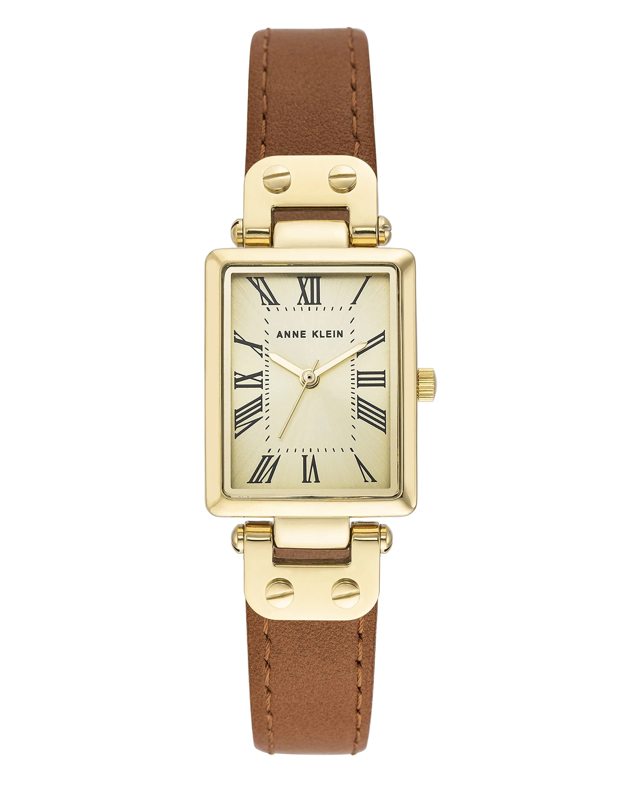 Anne Klein Women's AK/3752 Gold-Tone Case Watch with Black Leather Strap - main product image