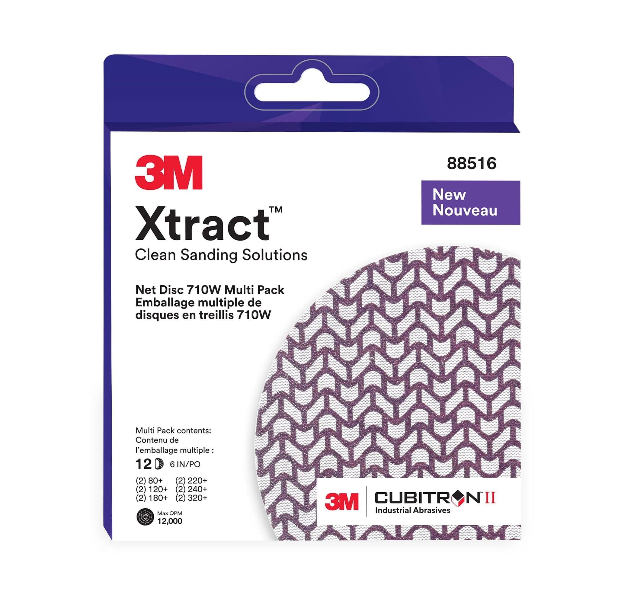 3M Xtract Net Disc 710W 6 in | Dust-Free Sanding with Cubitron Grain — Purple