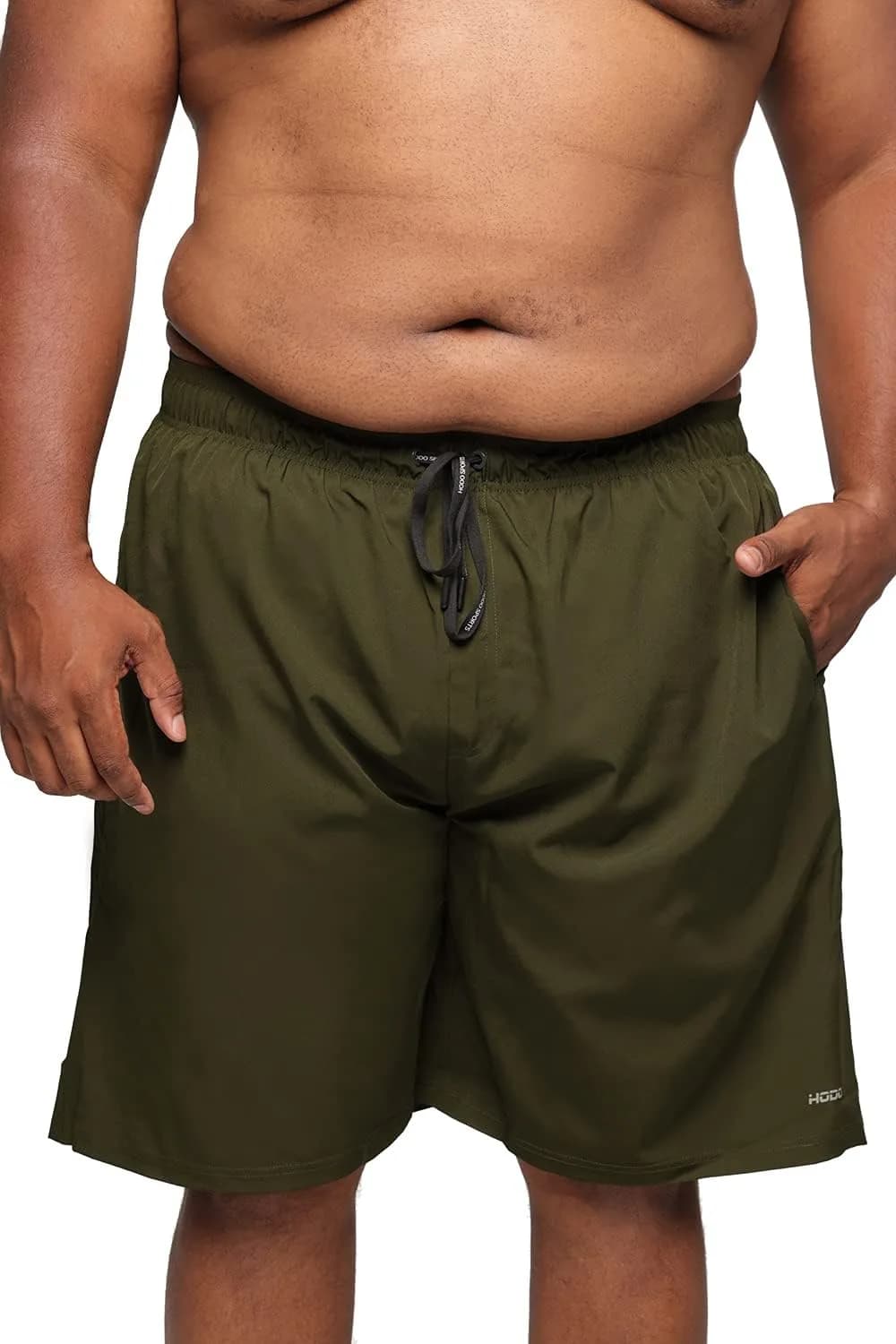 HOdo Big & Tall Swim Trunks 11 inch Army Green | Quick-Dry 4-Way Stretch Water Shorts for Men Plus Size 2X-7X