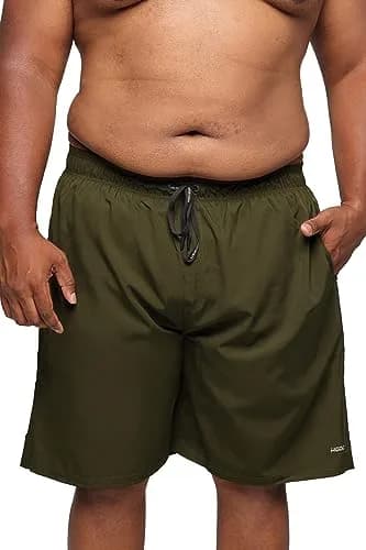 HOdo Big & Tall Swim Trunks 11 inch Army Green | Quick-Dry 4-Way Stretch Water Shorts for Men Plus Size 2X-7X thumbnail 1