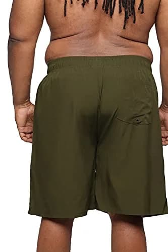 HOdo Big & Tall Swim Trunks 11 inch Army Green | Quick-Dry 4-Way Stretch Water Shorts for Men Plus Size 2X-7X thumbnail 3