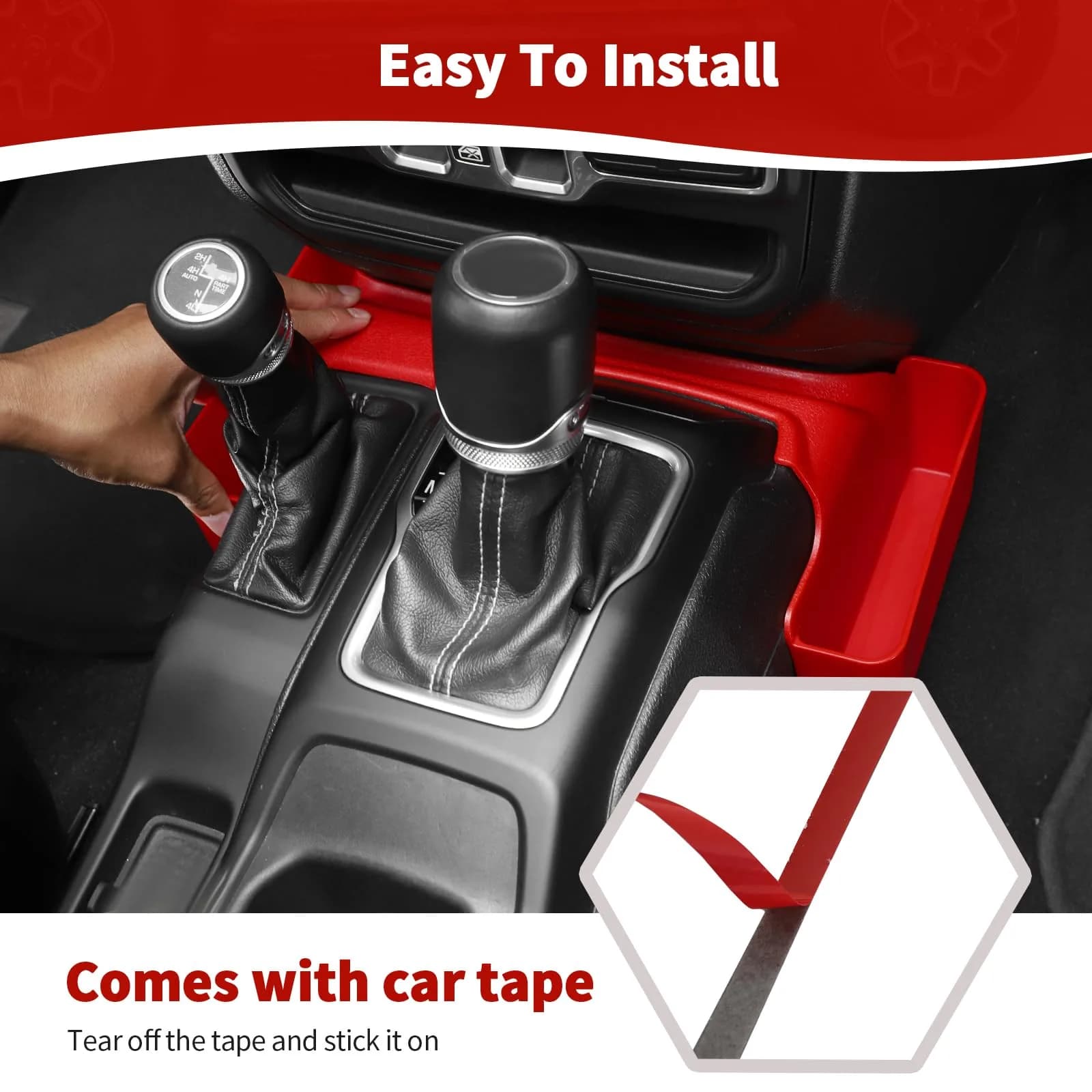 RT-TCZ Red Caddy for Jeep Wrangler JL JLU Gladiator JT 2018-2024 2-Pack | Organizes Phones, Change, and Small Items - view 5