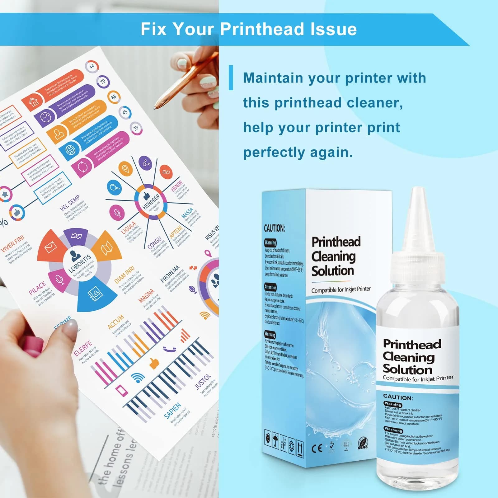 Wawocs Universal Inkjet Printer Cleaning Kit 250ml (8.45 Fl Oz) | Cleans Epson, HP, Canon Printheads - view 6