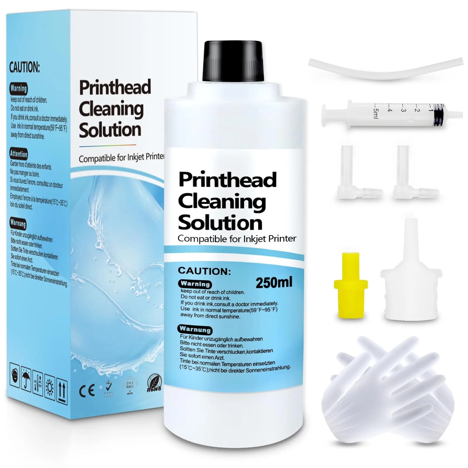Wawocs Universal Inkjet Printer Cleaning Kit 250ml (8.45 Fl Oz) | Cleans Epson, HP, Canon Printheads - main product image