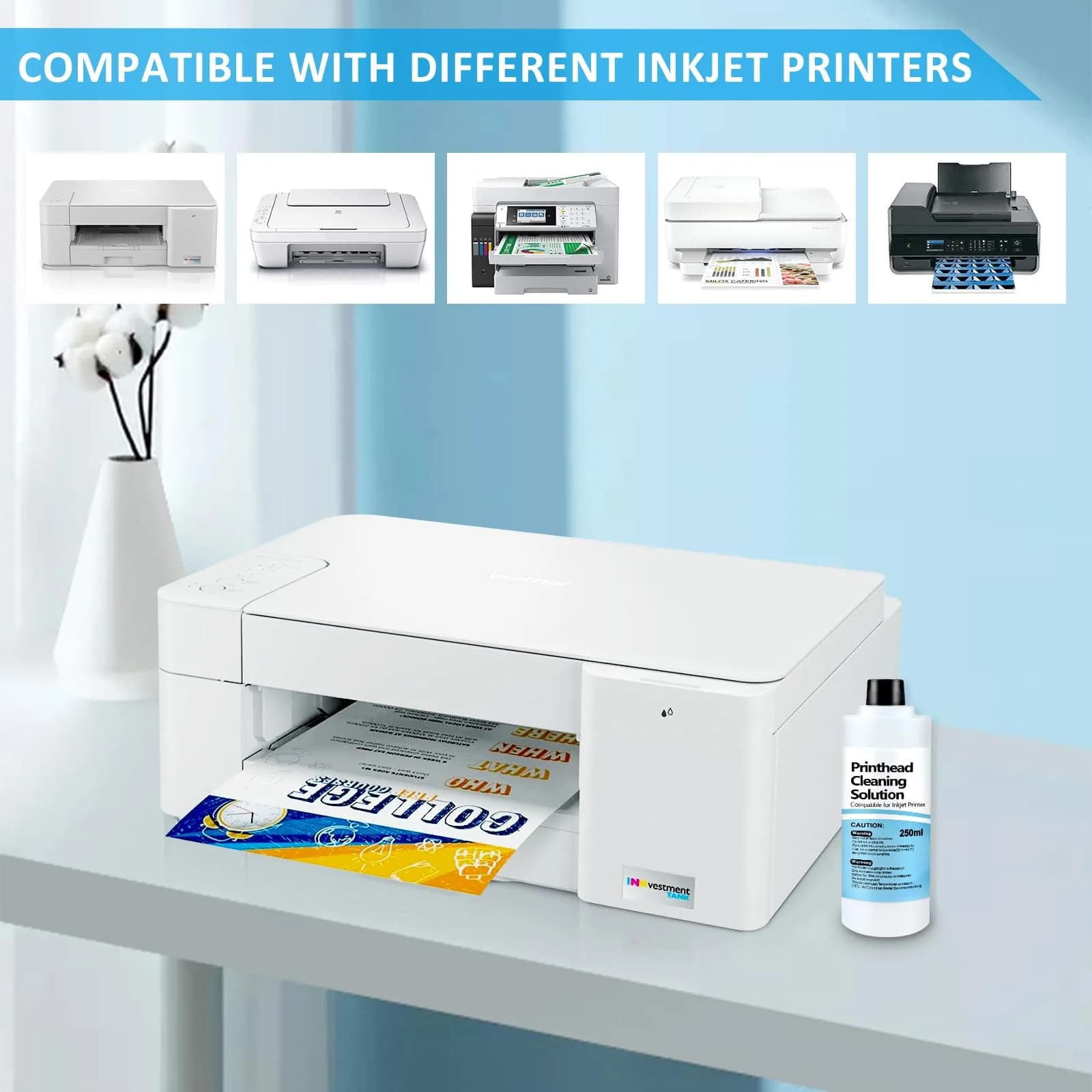 Wawocs Universal Inkjet Printer Cleaning Kit 250ml (8.45 Fl Oz) | Cleans Epson, HP, Canon Printheads - view 2
