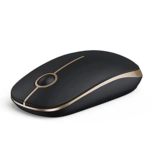VssoPlor Wireless Mouse, Black and Gold, 4.7 x 2.6 inch (11.9 x 6.6 cm) | Silent Clicking & Stable 2.4GHz Connection — Black and Gold