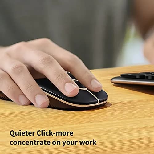 VssoPlor Wireless Mouse, Black and Gold, 4.7 x 2.6 inch (11.9 x 6.6 cm) | Silent Clicking & Stable 2.4GHz Connection thumbnail 4