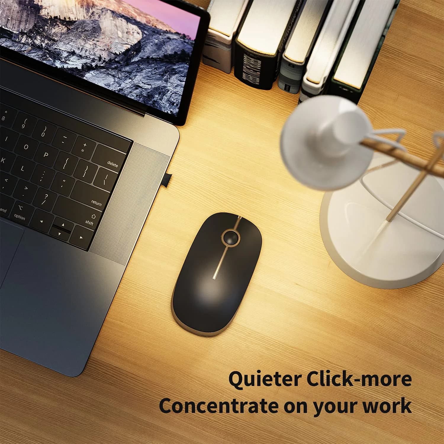 VssoPlor Wireless Mouse, Black and Gold, 4.7 x 2.6 inch (11.9 x 6.6 cm) | Silent Clicking & Stable 2.4GHz Connection - view 7