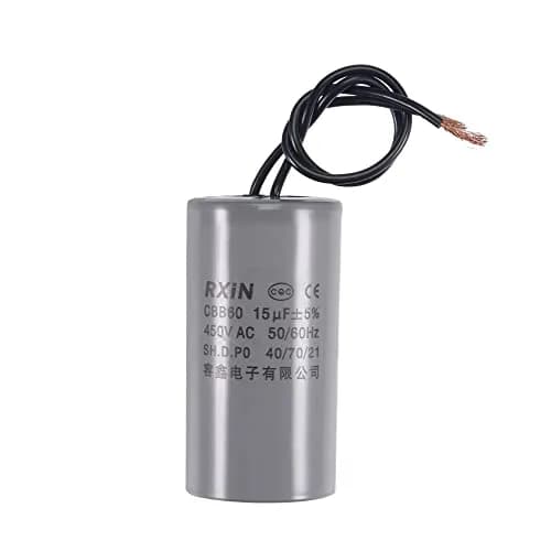 uxcell CBB60 Run Capacitor 15uF 450V AC 2 Wires Cylinder 74x38mm for Air Compressor Water Pump Motor | 15uF Polypropylene thumbnail 1