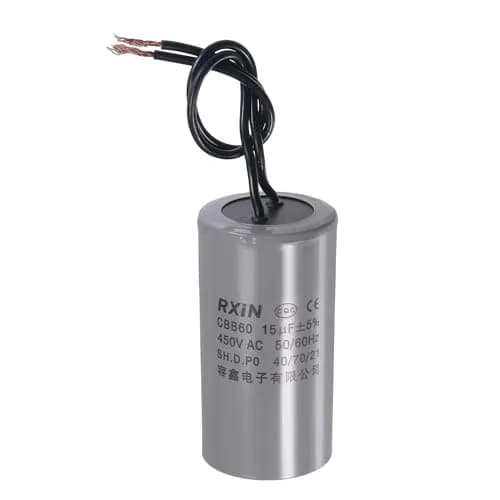 uxcell CBB60 Run Capacitor 15uF 450V AC 2 Wires Cylinder 74x38mm for Air Compressor Water Pump Motor | 15uF Polypropylene thumbnail 5
