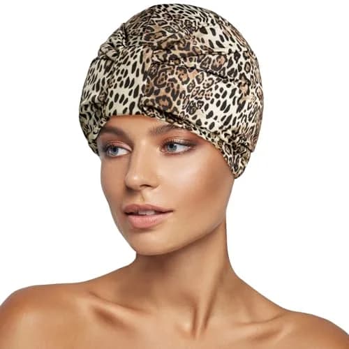 INNELO Shower Cap for Women Reusable Waterproof, Double Layer, Satin Lined | Keeps Hair Dry & Stylish (70-120 chars) thumbnail 1